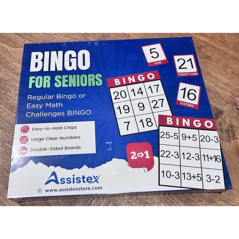 NEW Assistex Bingo for Seniors Game – Large Print‎ Cards & Tokens – Sealed NIB